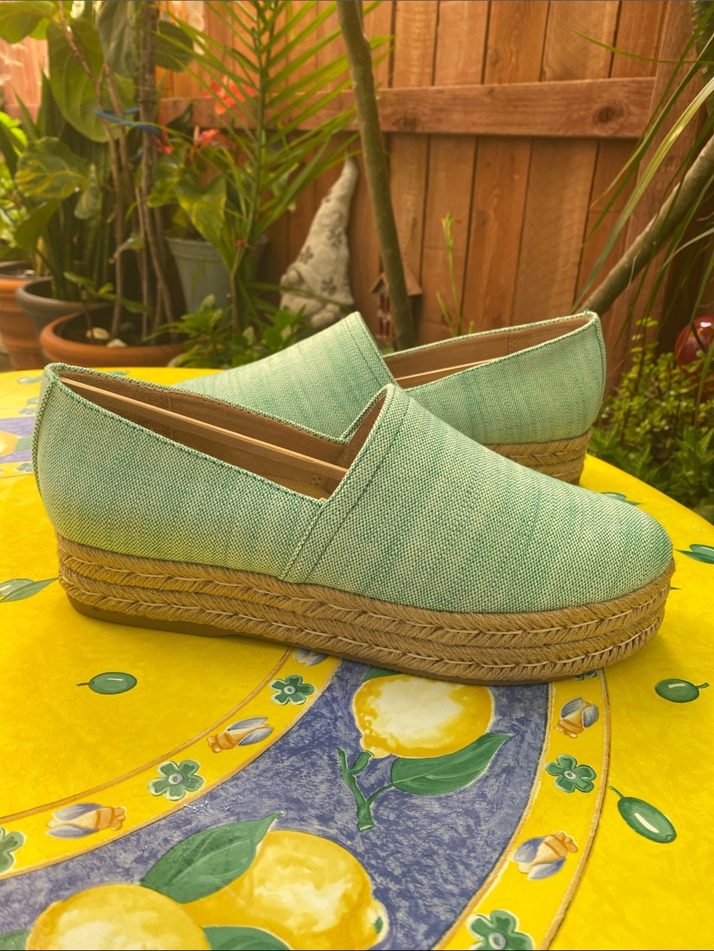 NATURALIZER THEA turquoise linen Espadrille Platform Slip-Ons Size 10M
